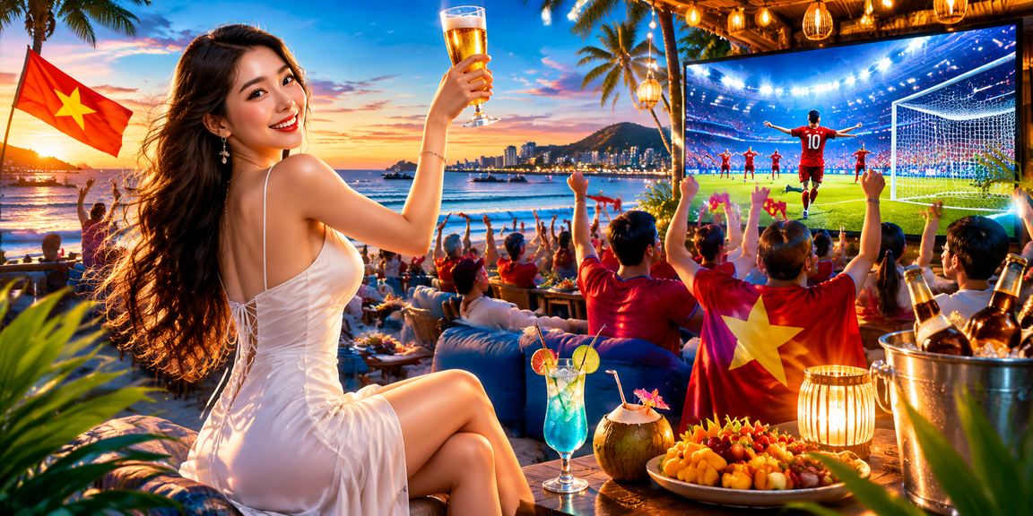 Không khí sòng bạc trực tuyến Việt Nam với đèn neon và bàn bài đêm